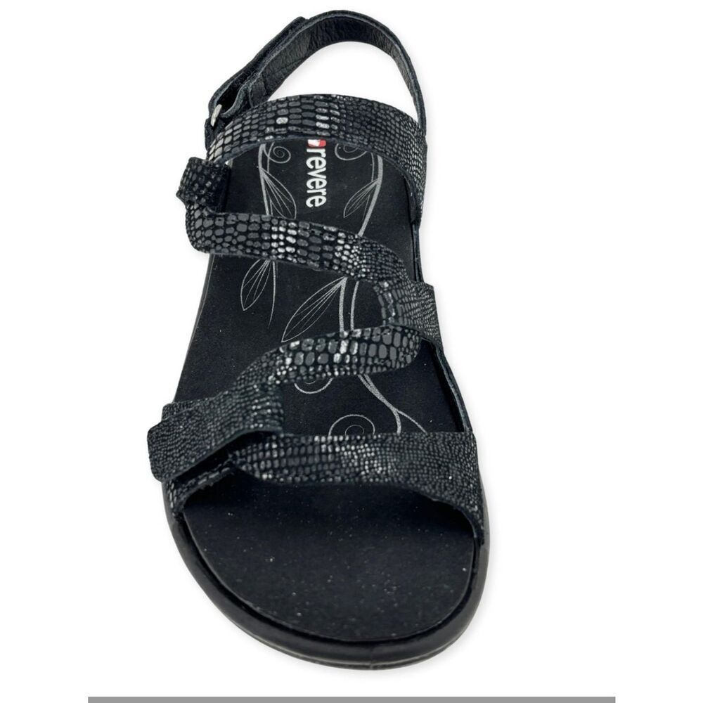 Reverse Black Textured Strappy Women's Sandal